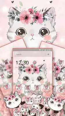 Play Flower Cute Cartoon Cat Gravity Theme