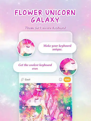 Play Flower Unicorn Galaxy Emoji Keyboard Theme  and enjoy Flower Unicorn Galaxy Emoji Keyboard Theme with UptoPlay