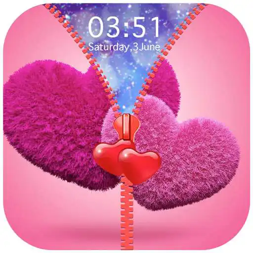 Play Fluffy Hearts Zipper Lock Screen APK