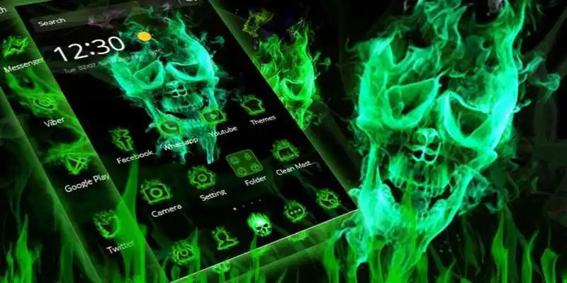 Play Fluorescent Green Skull Theme