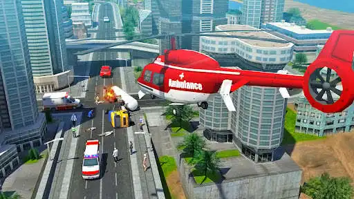 Play Flying Car Ambulance Game 2021:Modern Heli Games as an online game Flying Car Ambulance Game 2021:Modern Heli Games with UptoPlay