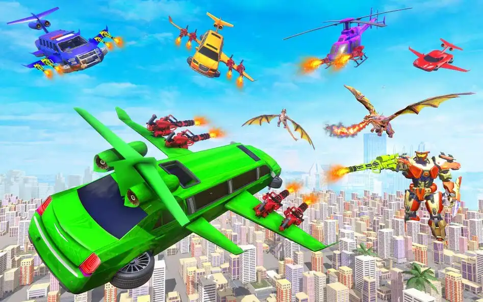 Play Flying Limo Robot Car Games as an online game Flying Limo Robot Car Games with UptoPlay