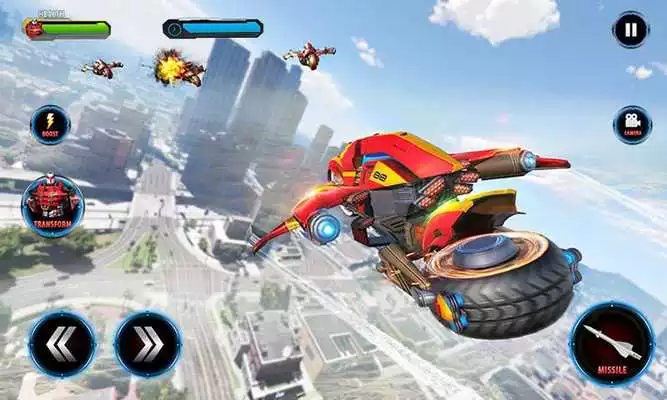Play Flying Robot Bike : Futuristic Robot War