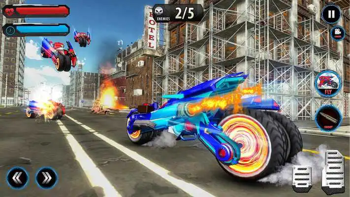 Play Flying Robot Police ATV Quad Bike City Wars Battle