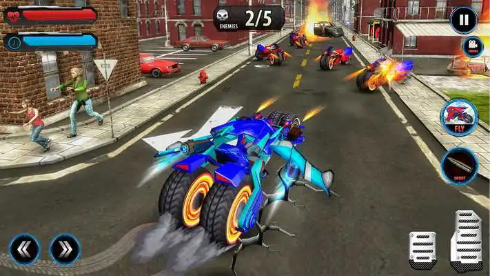 Play Flying Robot Police ATV Quad Bike City Wars Battle