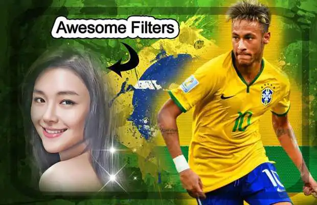 Play Football Game photo editor with Brazil Players