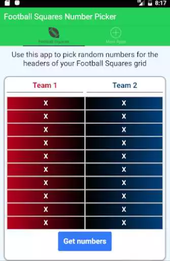 Play Football Squares Number Picker