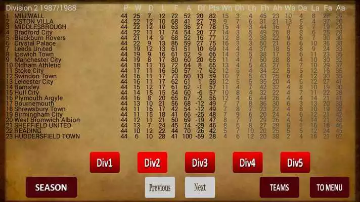 Play Football Standings