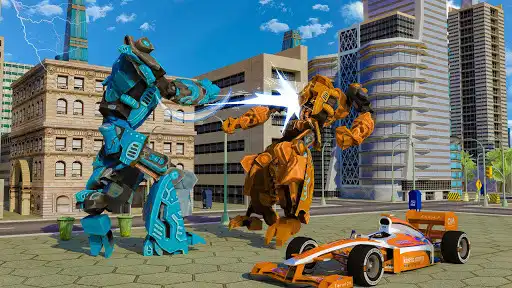Play Formula Car Robot City Battle 2021 as an online game Formula Car Robot City Battle 2021 with UptoPlay