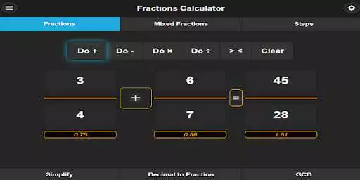 Play Fractions calculator