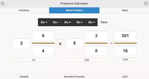 Play Fractions calculator