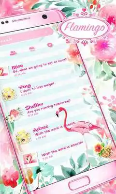 Play (FREE) GO SMS FLAMINGO THEME