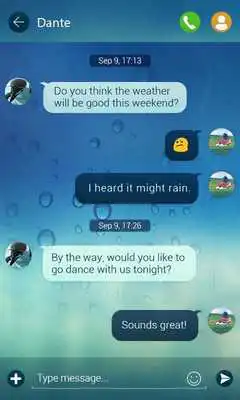 Play (FREE) GO SMS PRO RAINY THEME