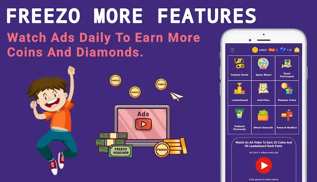 Play Freezo Diamonds- Redeem Reward as an online game Freezo Diamonds- Redeem Reward with UptoPlay