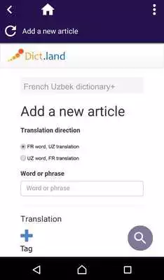 Play French Uzbek dictionary