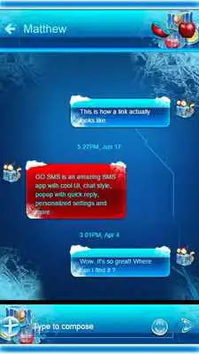 Play Frosty Glass SMS Theme