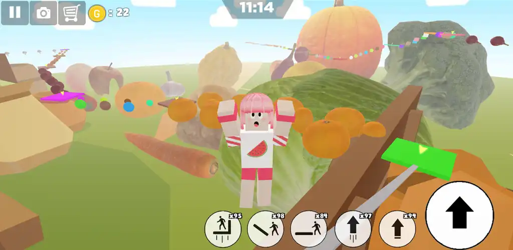 Play Fruit and vegetables parkour as an online game Fruit and vegetables parkour with UptoPlay