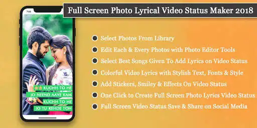 Play Full Screen Photo Lyrical Video Status Maker as an online game Full Screen Photo Lyrical Video Status Maker with UptoPlay