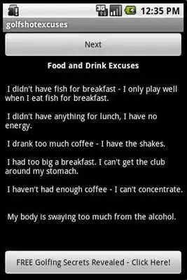 Play Funny Golf Shot Excuses