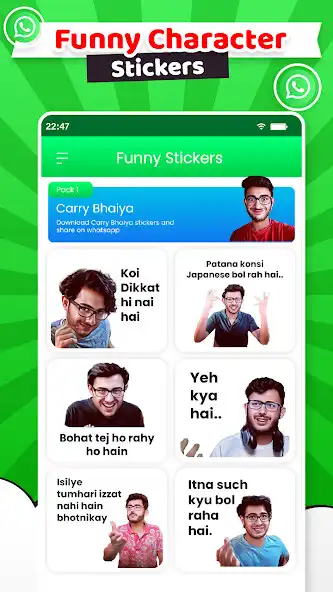 Play Funny Hindi Memes  WA Sticker as an online game Funny Hindi Memes  WA Sticker with UptoPlay
