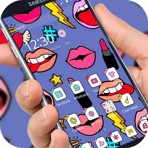 Free play online Fun red lips graffiti theme 3d  APK
