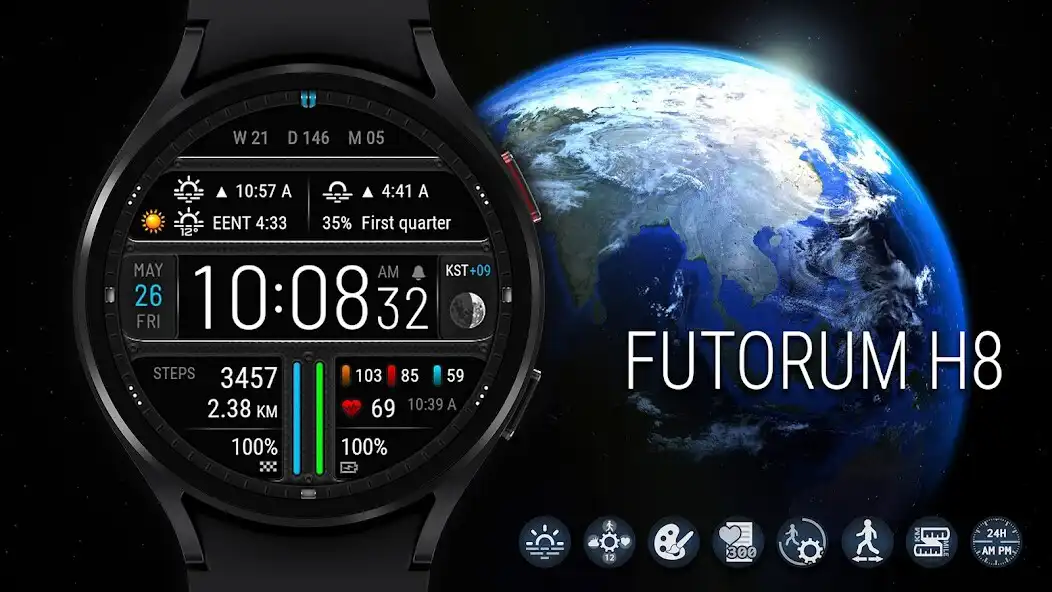 Play Futorum H8 Digital watch face  and enjoy Futorum H8 Digital watch face with UptoPlay