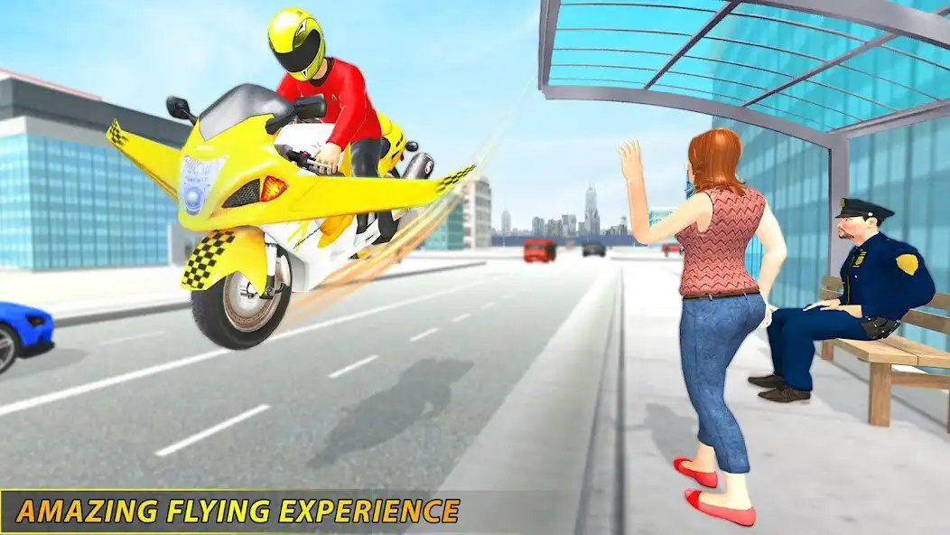 Play Futuristic Flying Bike Taxi Simulator Driver as an online game Futuristic Flying Bike Taxi Simulator Driver with UptoPlay