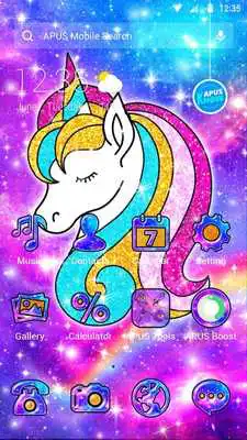 Play Galaxy Shiny Unicorn APUS Launcher theme