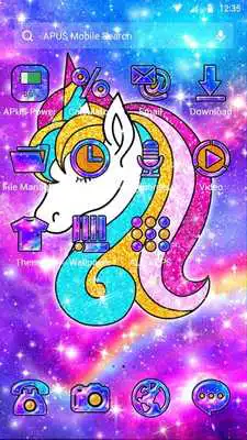Play Galaxy Shiny Unicorn APUS Launcher theme