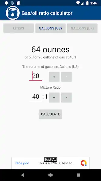 Play Gas/oil ratio calculator as an online game Gas/oil ratio calculator with UptoPlay