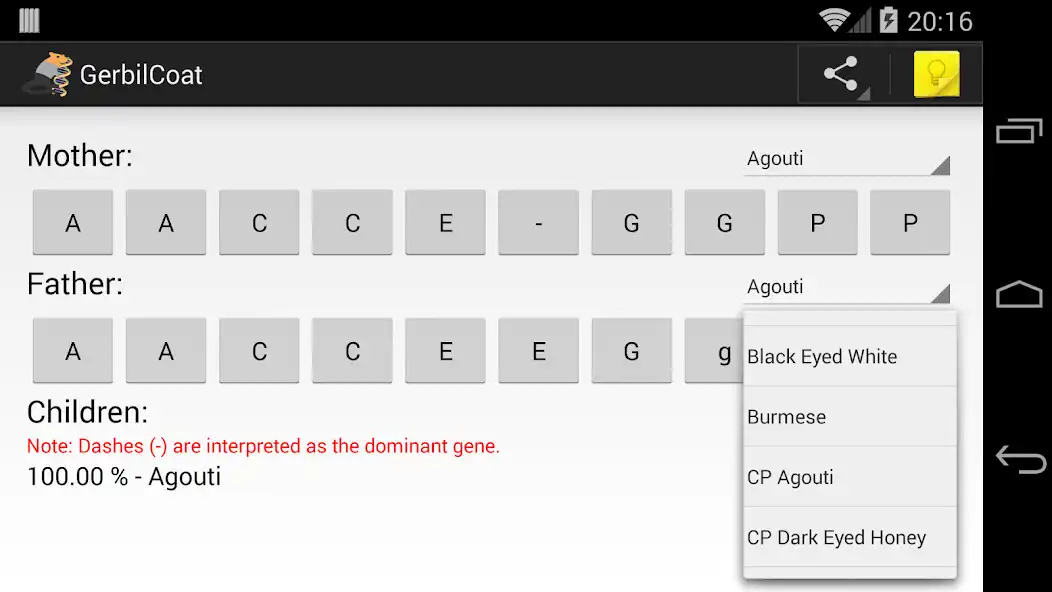 Play Gerbil Coat Color Calculator as an online game Gerbil Coat Color Calculator with UptoPlay