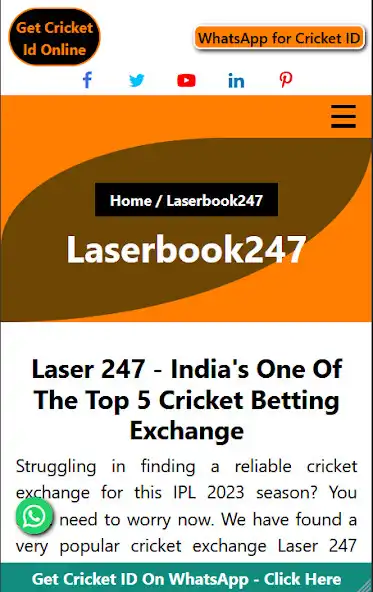 Play Get Cricket Id Online - App as an online game Get Cricket Id Online - App with UptoPlay