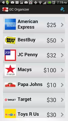 Play Giftcard Organizer