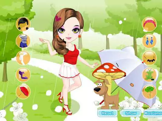 Play Girl in the rain Dress Up