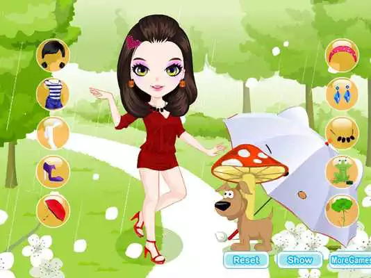 Play Girl in the rain Dress Up