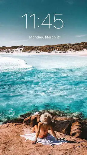 Play Girl Sea Beach Vacations PIN Unlock Lock Slide