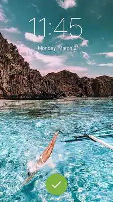 Play Girl Sea Beach Vacations PIN Unlock Lock Slide