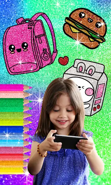 Play Glitter Coloring Book Rainbow  as an online game Glitter Coloring Book Rainbow  with UptoPlay