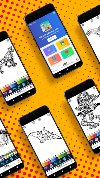 Play Glitter Dino Robot Drawing as an online game Glitter Dino Robot Drawing with UptoPlay