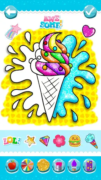 Play Glitter Ice Cream Coloring as an online game Glitter Ice Cream Coloring with UptoPlay