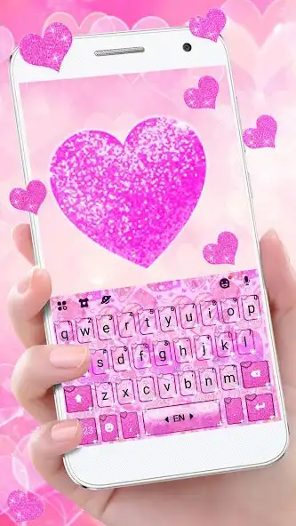 Play Glitter Pink Hearts Keyboard Theme  and enjoy Glitter Pink Hearts Keyboard Theme with UptoPlay