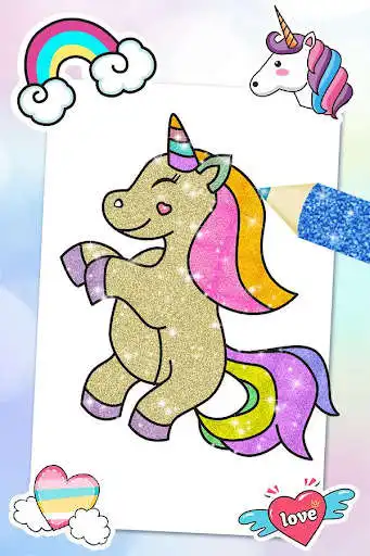 Play Glitter Unicorn Coloring Book - Girls Games as an online game Glitter Unicorn Coloring Book - Girls Games with UptoPlay