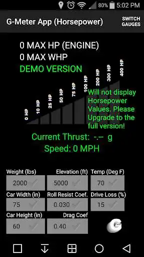 Play G-meter Horsepower App DEMO