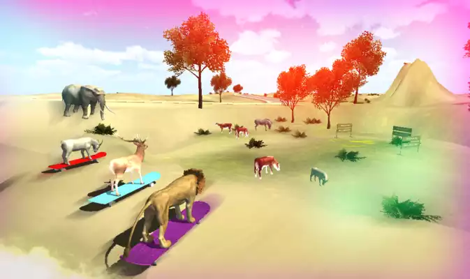 Play Goat Parking : Animals SkateBoard Driving