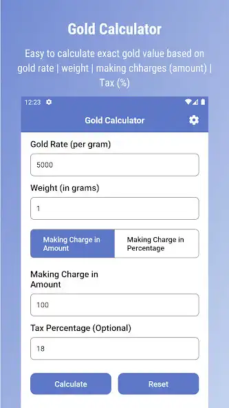 Play Gold and Jewellery Calculator as an online game Gold and Jewellery Calculator with UptoPlay