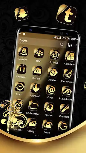 Play Gold Black Launcher Theme as an online game Gold Black Launcher Theme with UptoPlay
