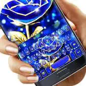 Free play online Gold Blue Rose Crystal New Keyboard APK