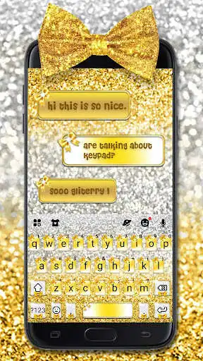 Play Gold Bowknot Glitter Keyboard Theme as an online game Gold Bowknot Glitter Keyboard Theme with UptoPlay