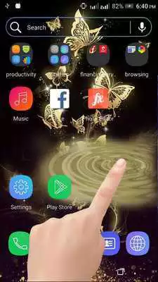 Play Gold Buterfly Water Ripple LiveWallpaper