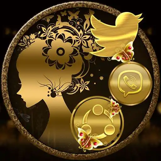 Play Gold Butterfly Girl Launcher Theme APK